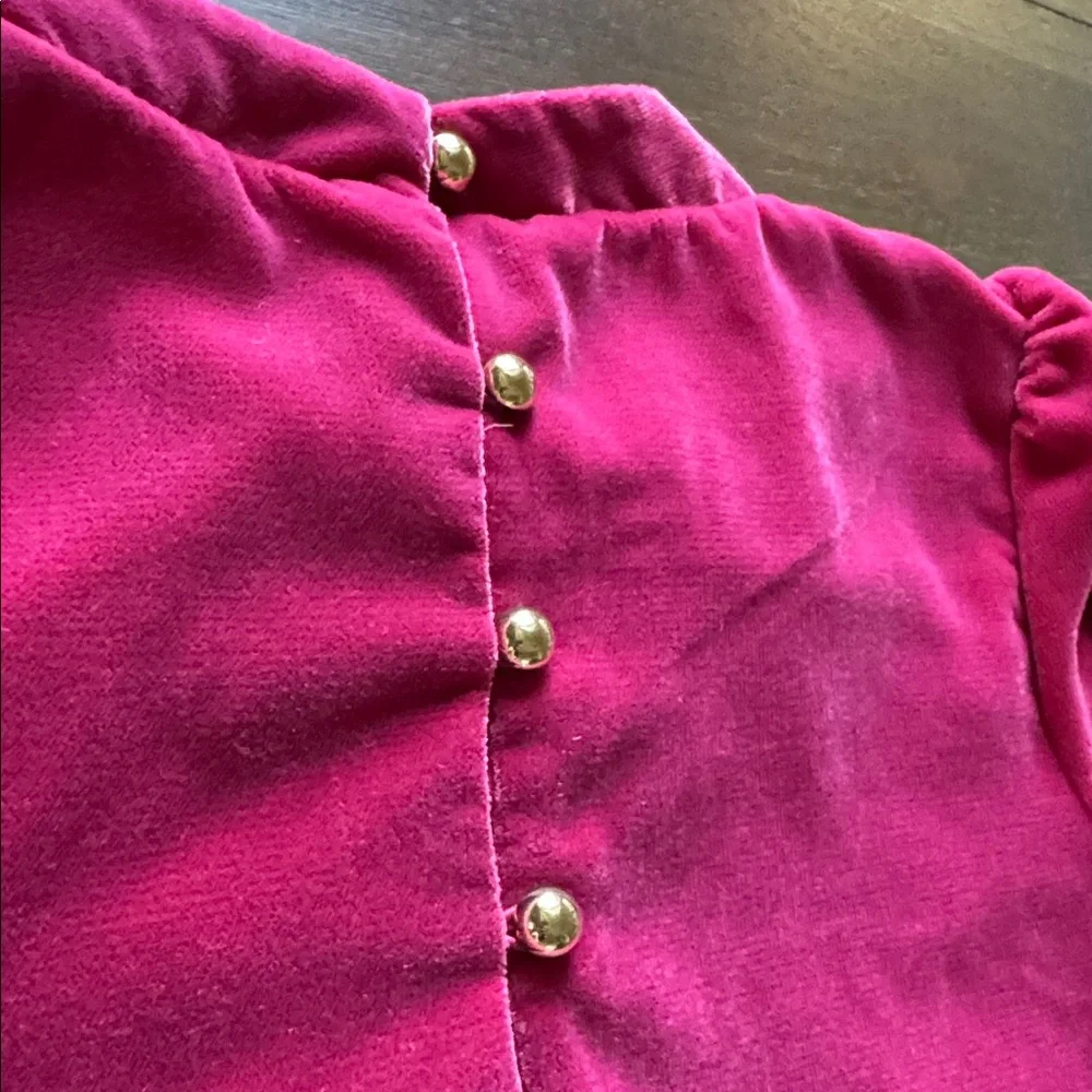 Size 8 Janie and Jack pink velour velvet top with cotton plaid gingham pants set